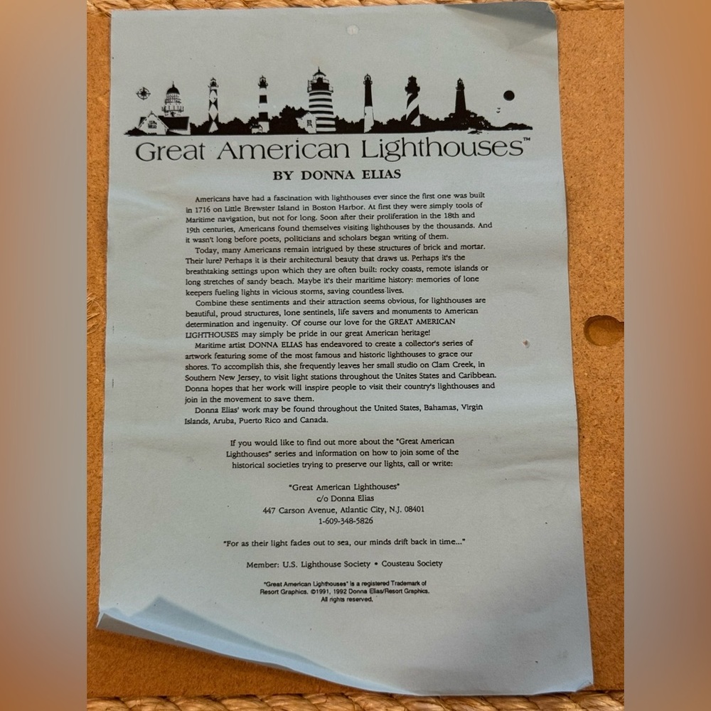 Donna Ellis Great American Lighthouse Rope Wooden Plaque–Cape Cod–Nautical Decor - Picture 5 of 5